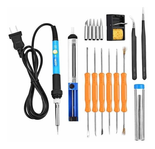 Kit Eléctrico Cautín 220v 60w Regulable Bisutime Bs-908 Color Azul