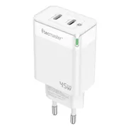 Cargador Tecmaster 45w Dual Tipo C Y Tipo C Qc3.0 Blanco